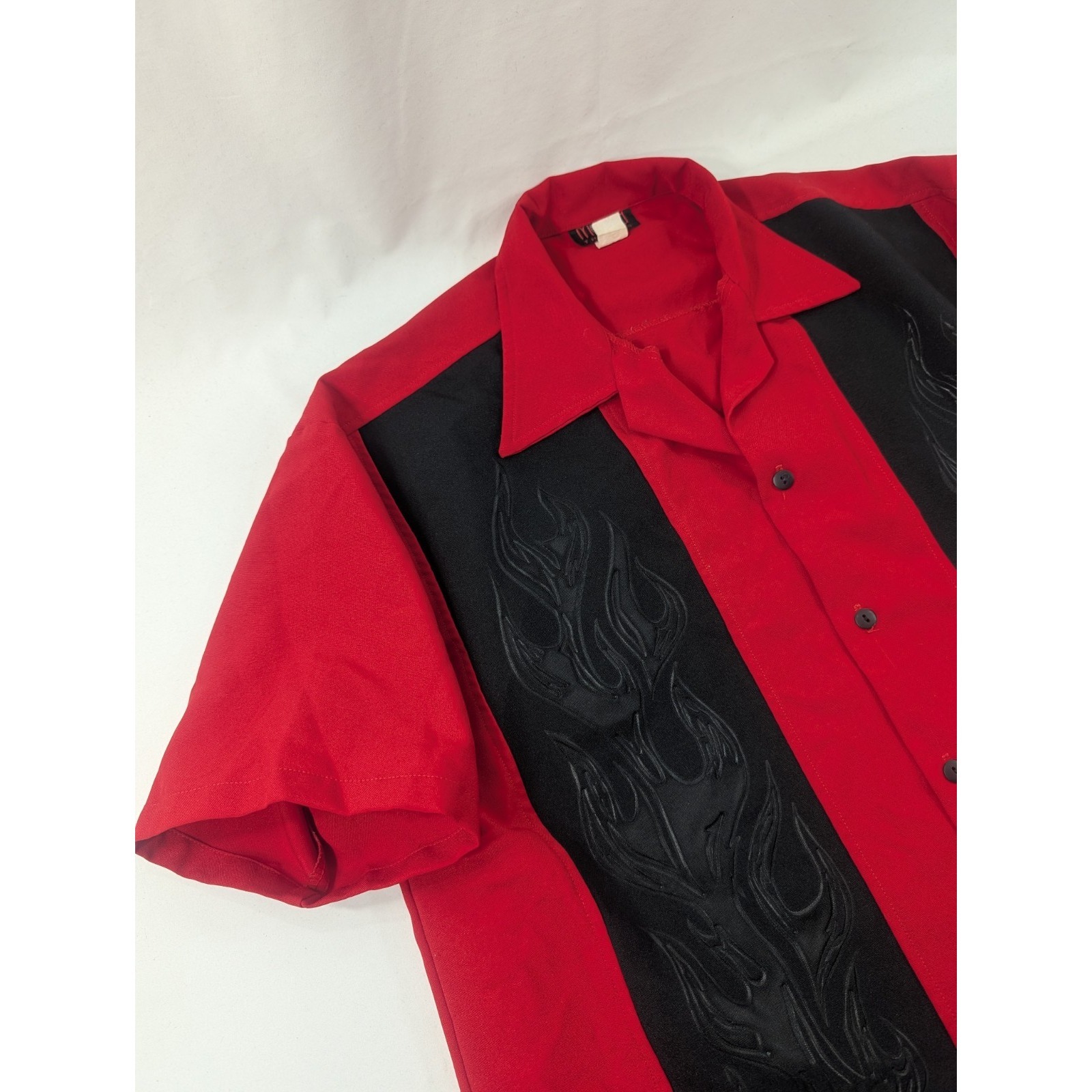 Vintage Morbid Threads Shirt Mens Xl Red Black Flames Bowling Short Sleeve *Read
